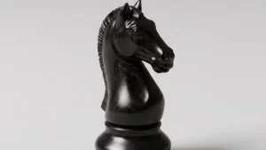 Pièce de jeu d'échecs représentant le Cavalier de camp noir en bois d'ébène