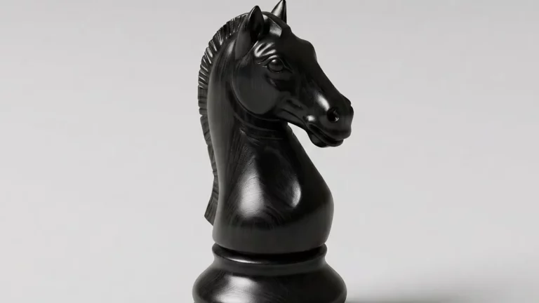 Pièce de jeu d'échecs représentant le Cavalier de camp noir en bois d'ébène